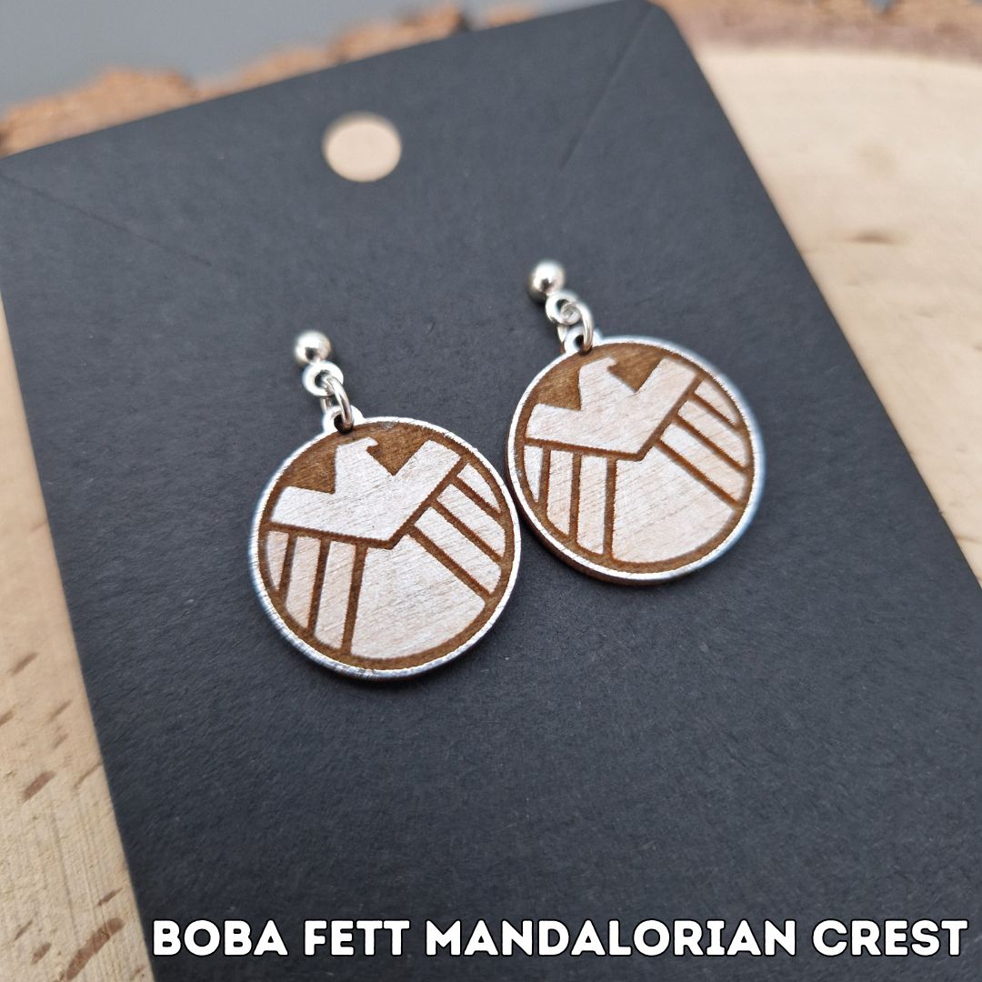 Boba Fett Mandalorian Crest Earrings