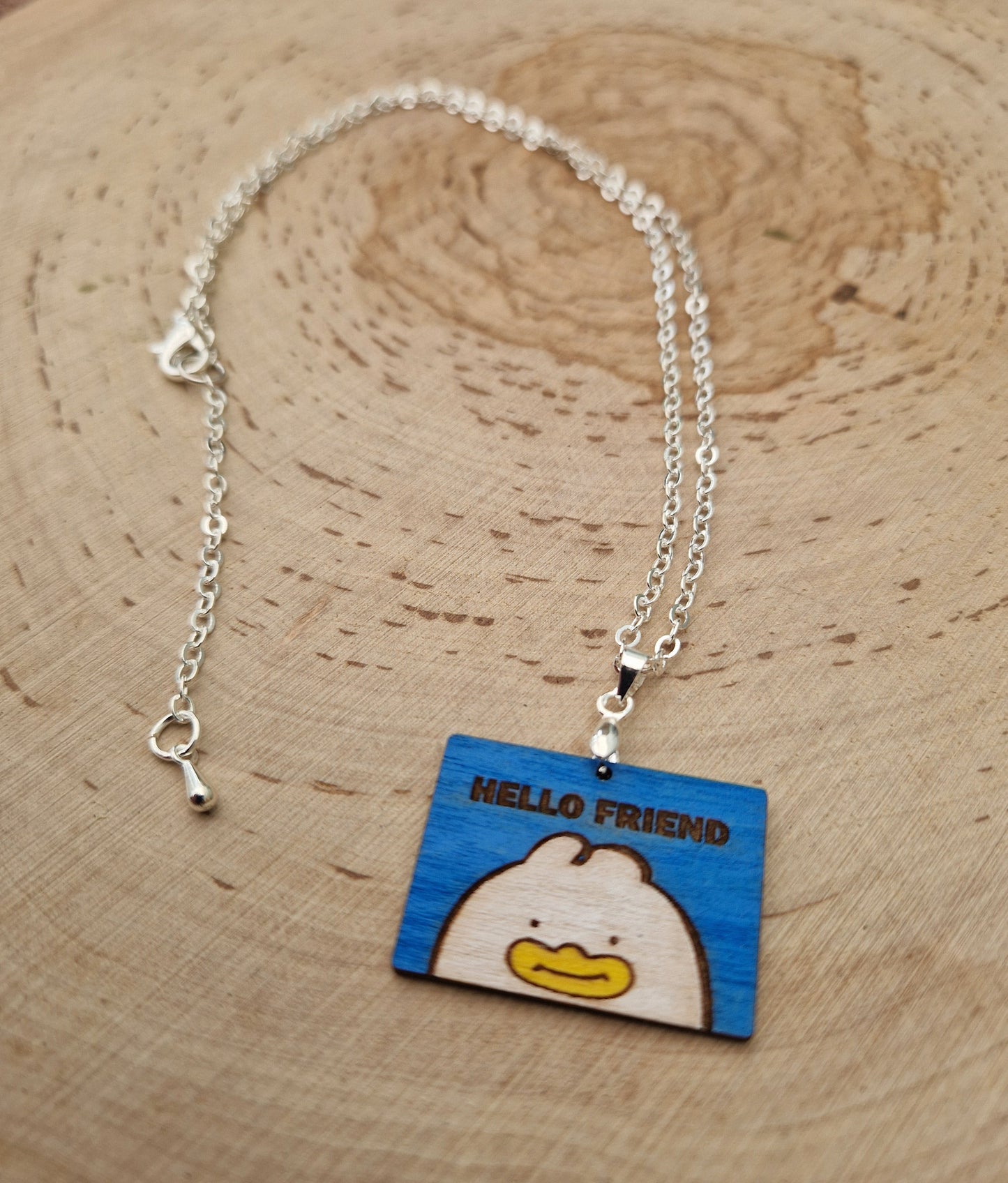 Necklace with Hello friend note card from kpop demon hunters pendant