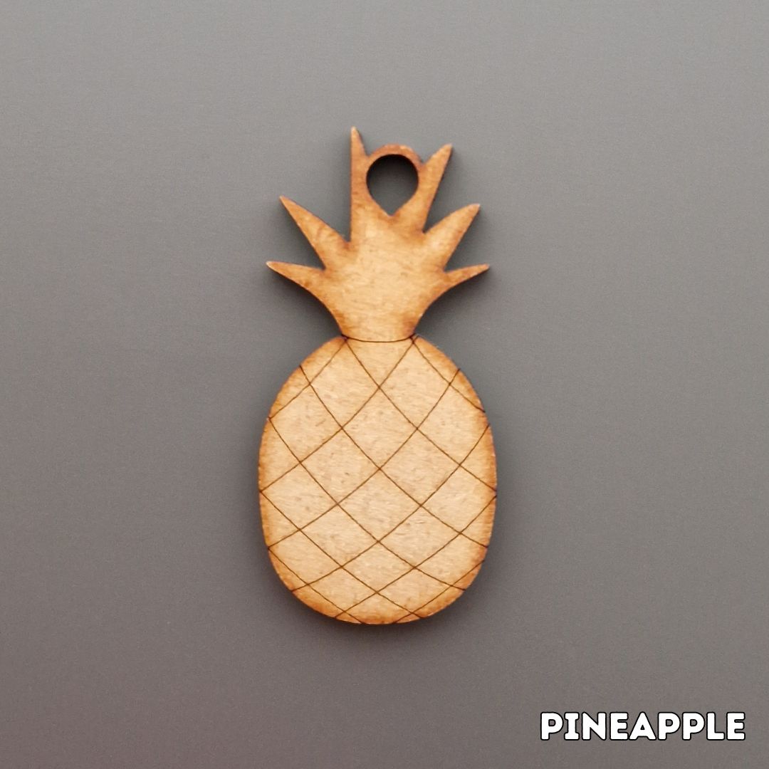 wooden pineapple shape displayed on grey background