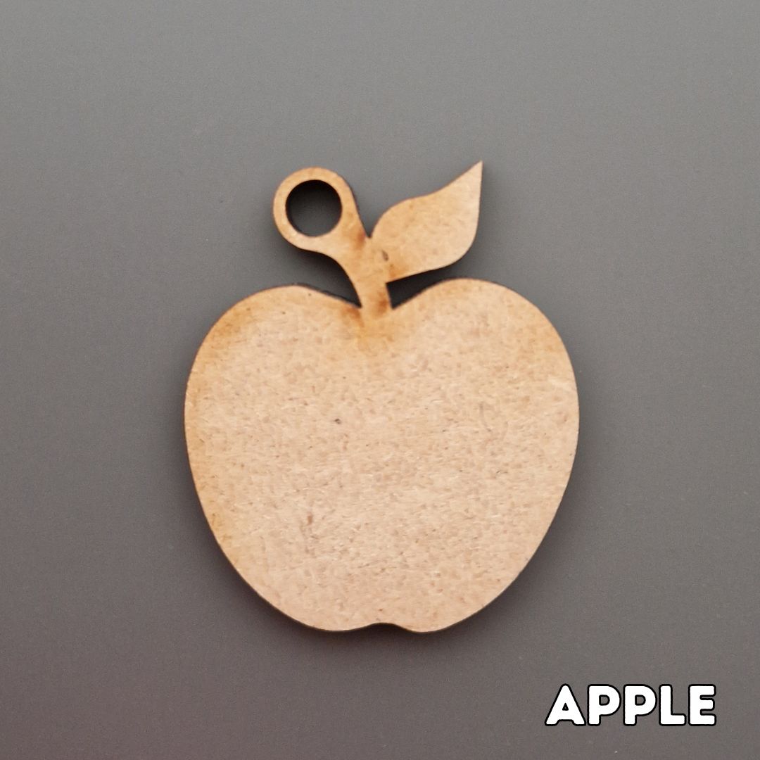 wooden apple shape displayed on grey background