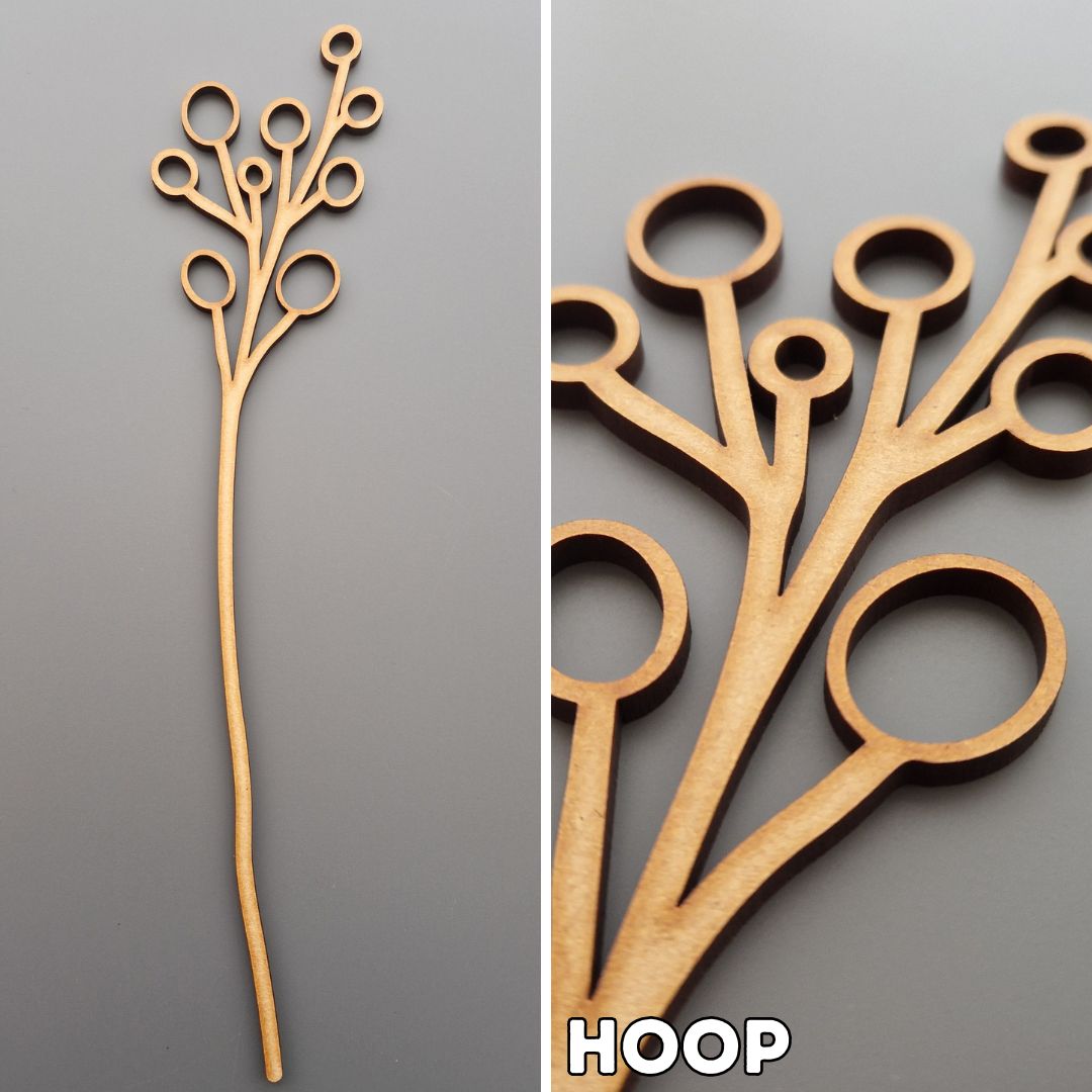 wooden flower displayed on grey background