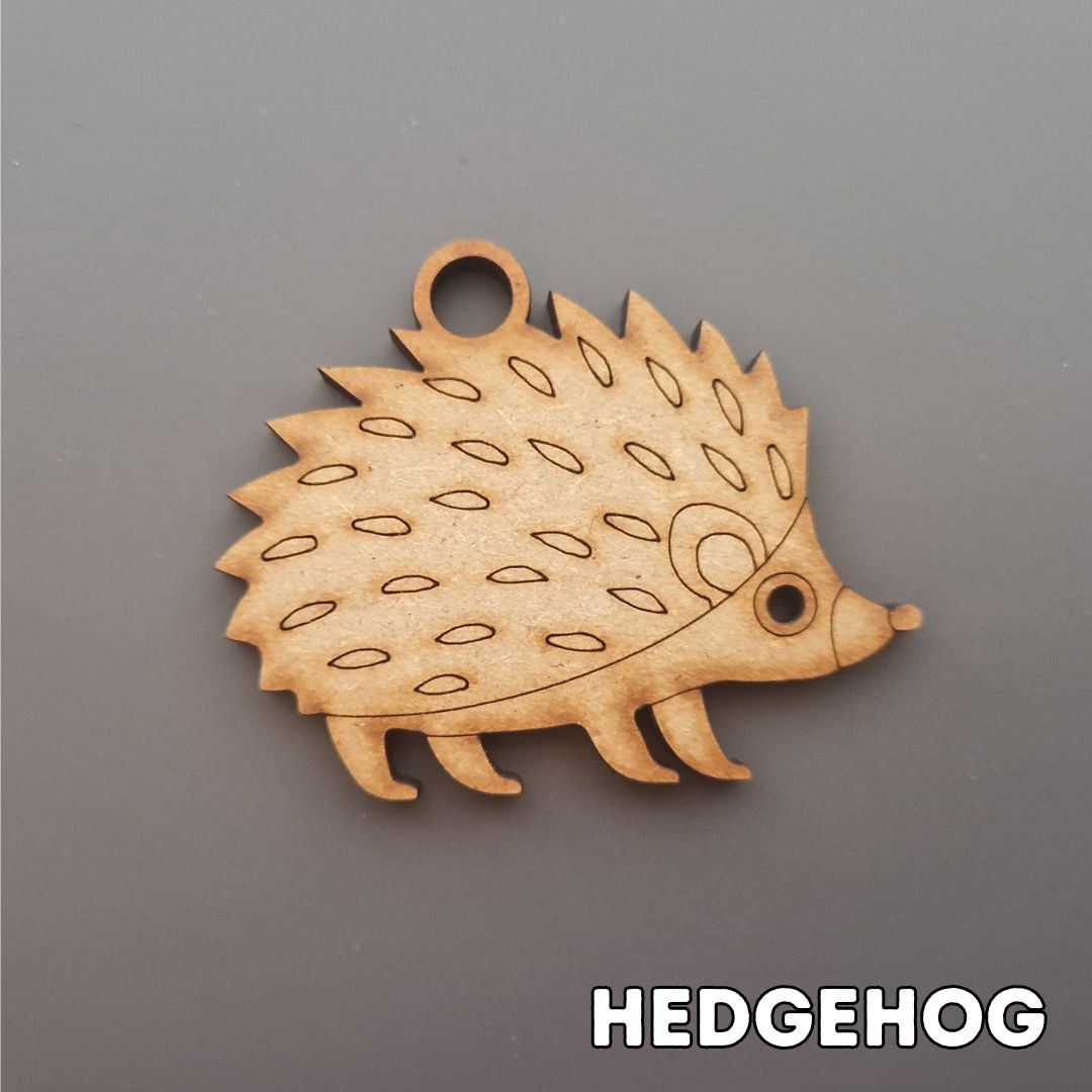 wooden hedgehog shape displayed on grey background