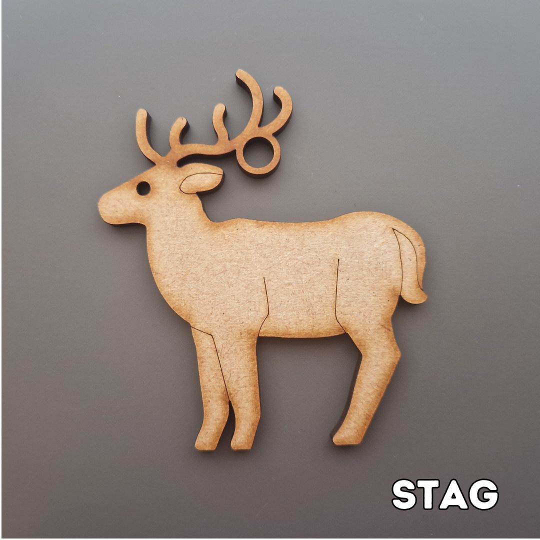 wooden stag shape displayed on grey background