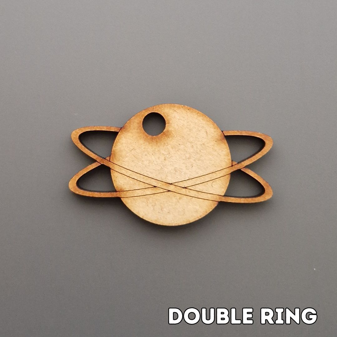 wooden planet shape displayed on grey background
