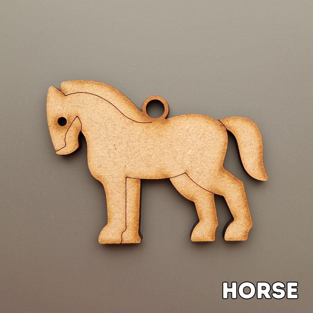 wooden horse shape displayed on grey background